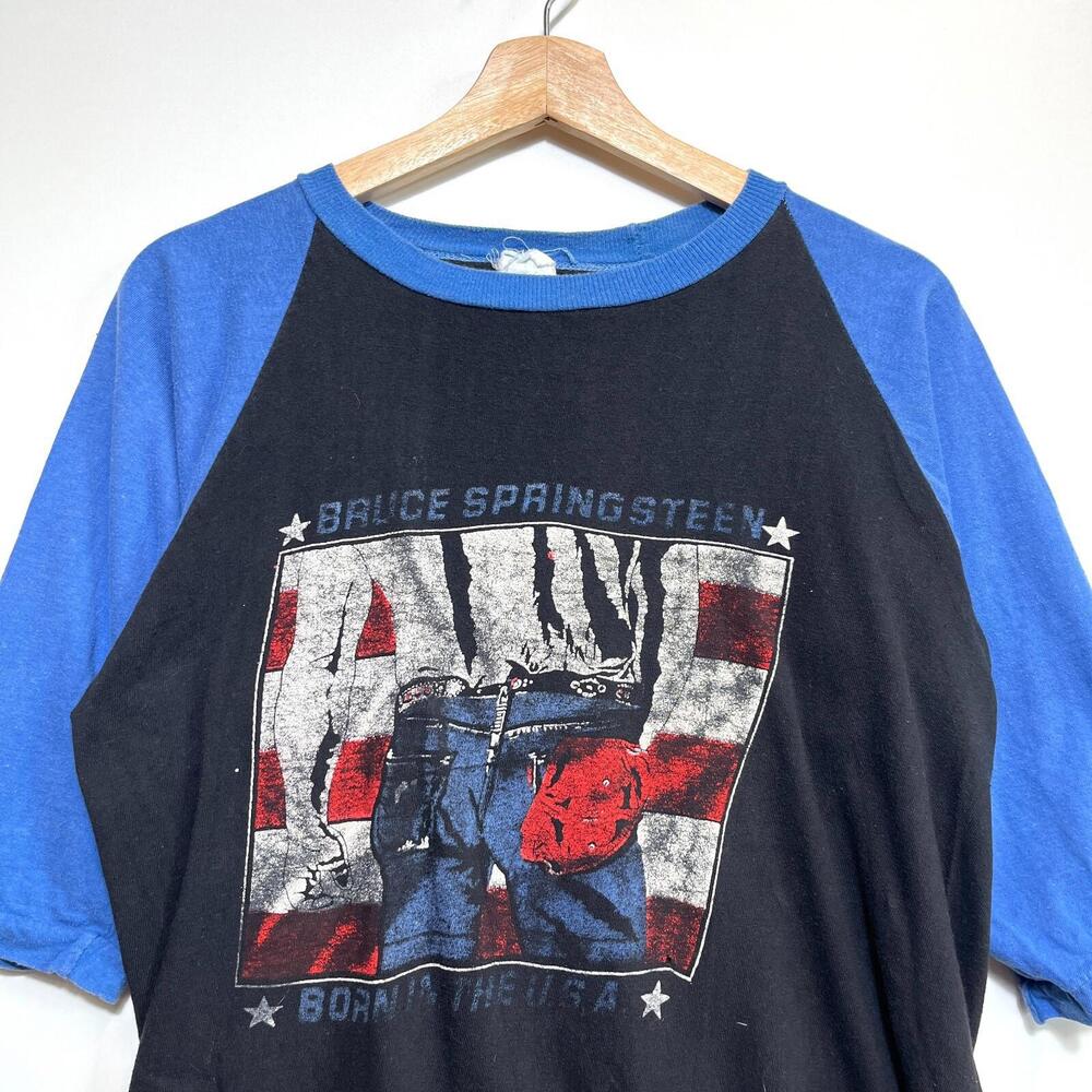 Vintage 80s Bruce Springsteen Black Blue T-shirt Size M